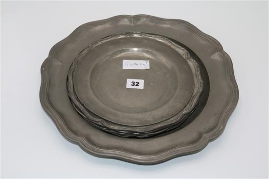 8 various pewter plates